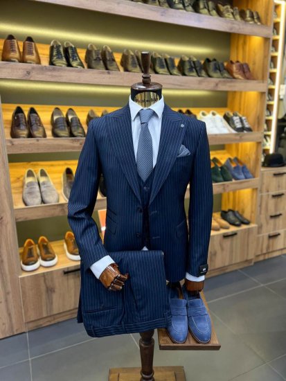 Костюм MAZALTOVMAN 3-ка премиум Синий в полоску