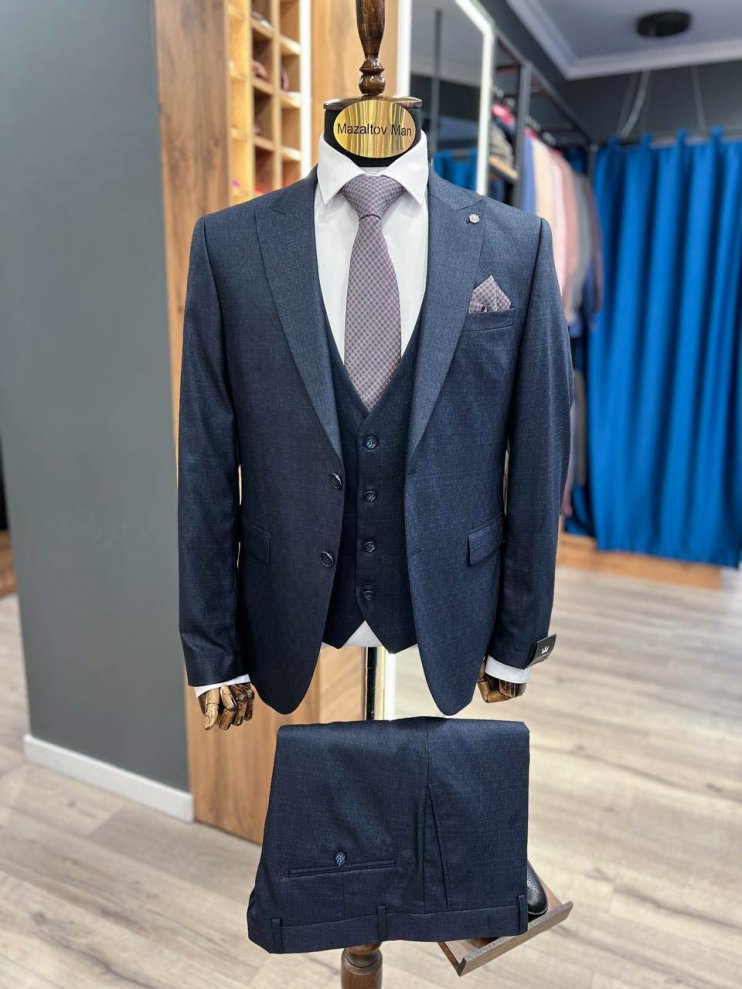 Костюм MAZALTOVMAN 3-ка премиум Синий фактурный