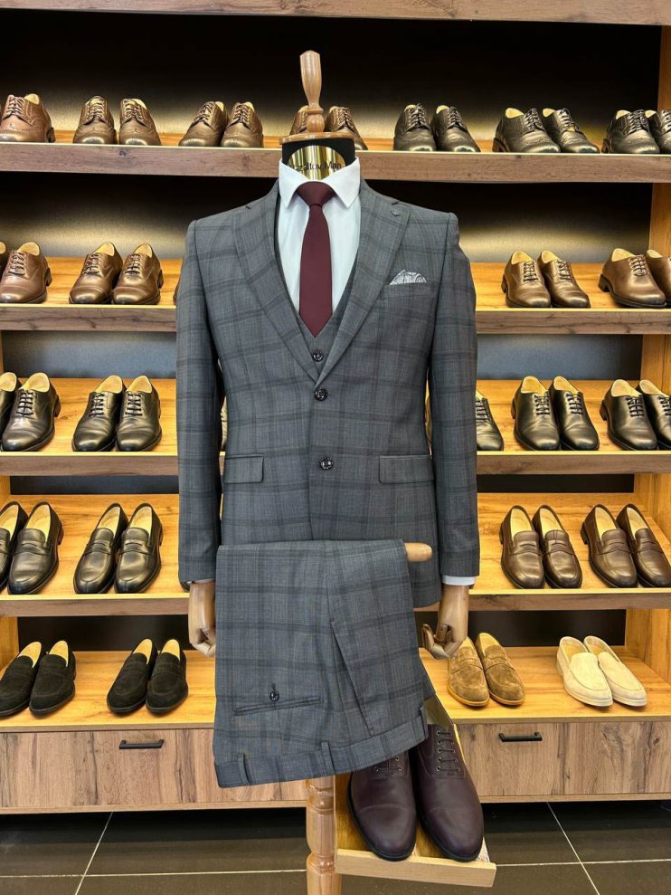 Костюм MAZALTOVMAN 3-ка премиум Серый в клетку