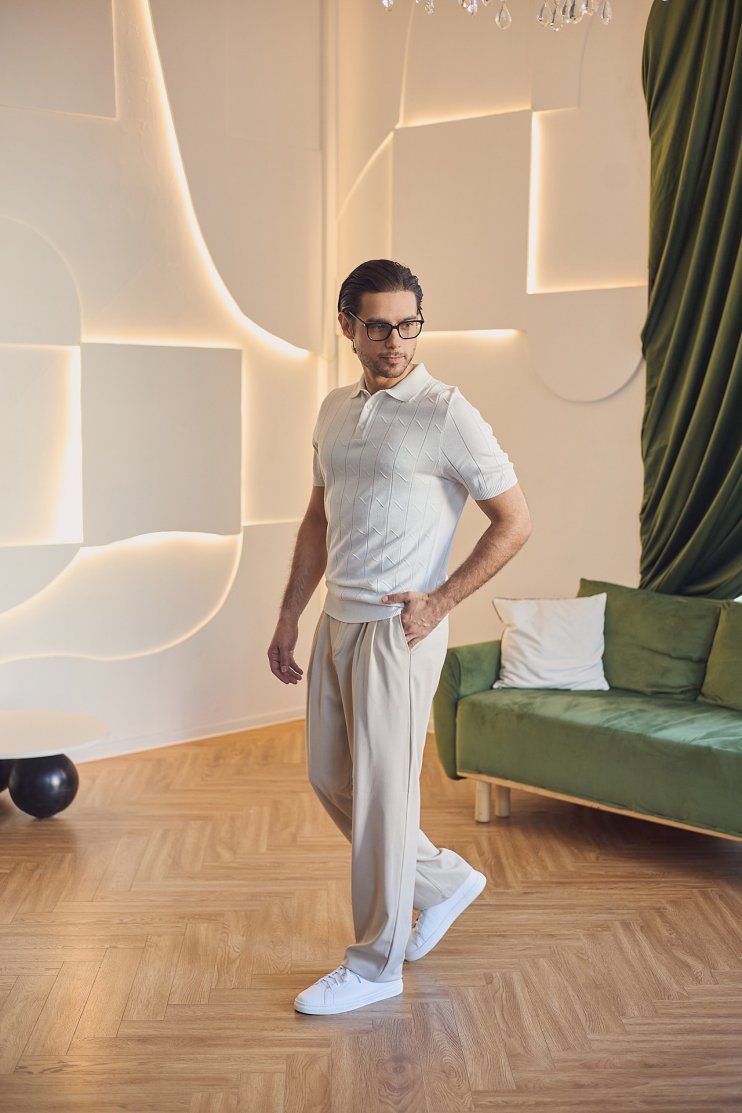 Брюки-багги светло-бежевые