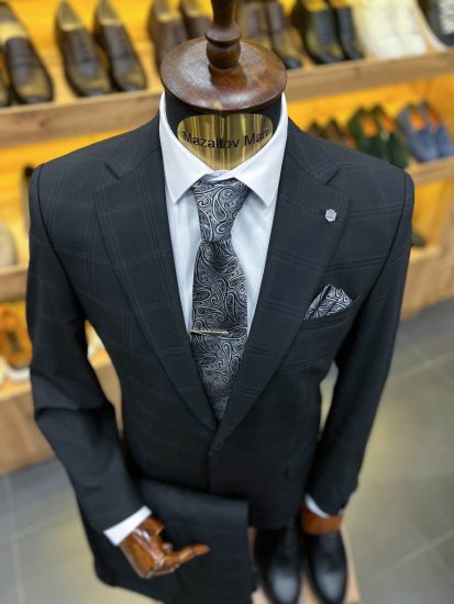 Костюм MAZALTOVMAN 2-ка Черный в клетку премиум