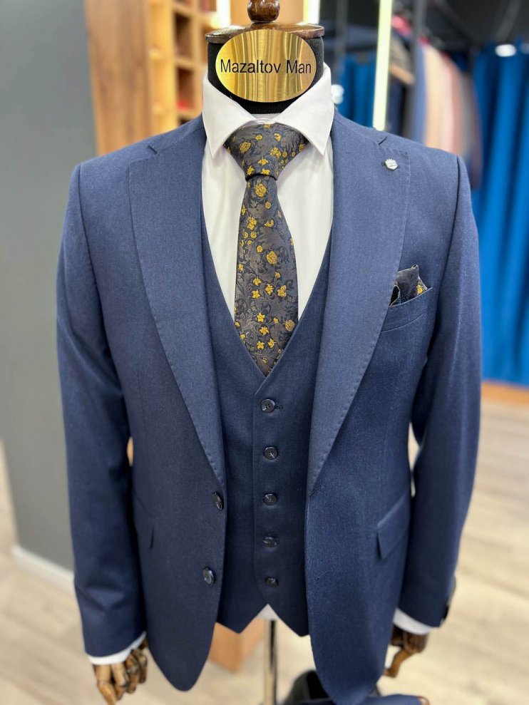 Костюм MAZALTOVMAN 3-ка премиум Синий фактурный