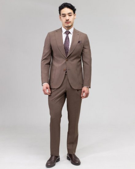 Молодежный костюм 2-ка Mazaltovman коричневый из фактурной ткани