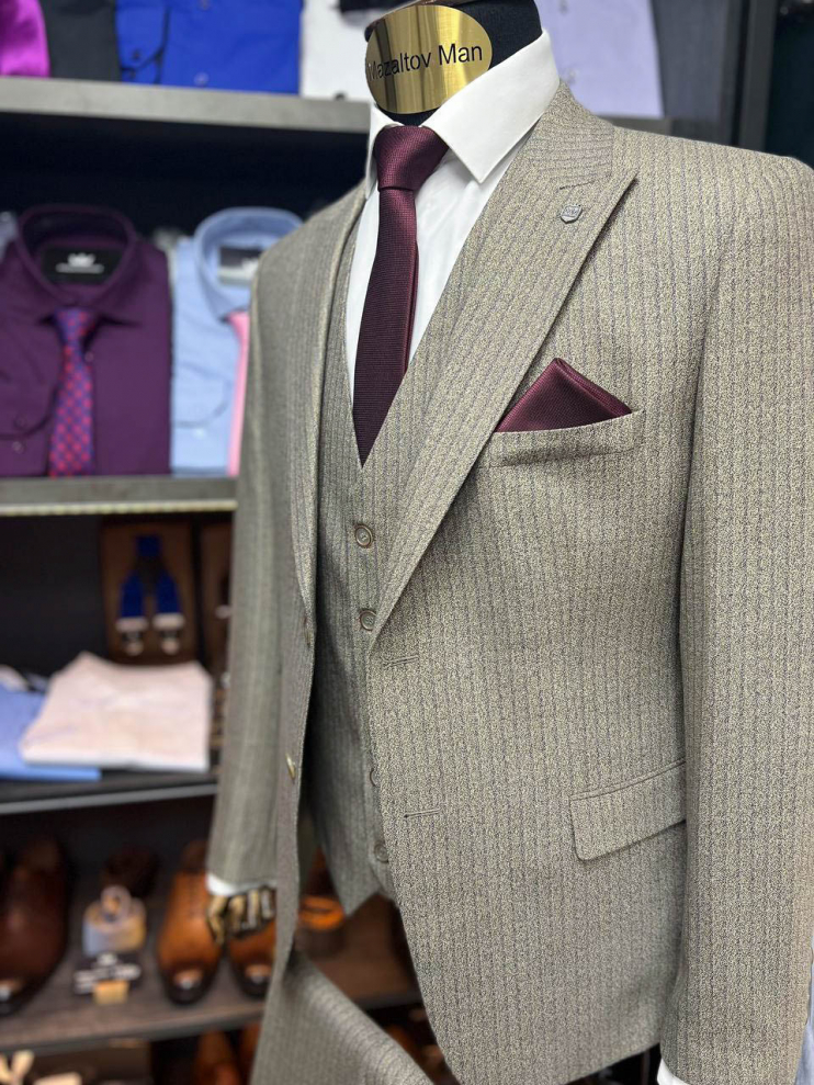 Костюм EMR 3-ка Бежевый фактурный