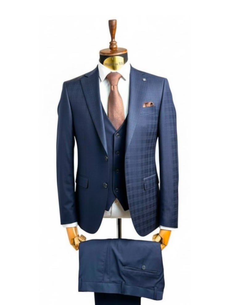 Костюм MAZALTOVMAN 3-ка Premium Синий в клетку