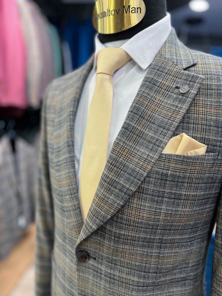 Костюм MAZALTOVMAN 2-ка Серый в клетку премиум