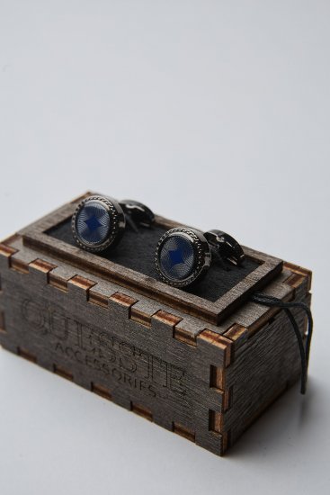 Запонки Темно-синие круглые