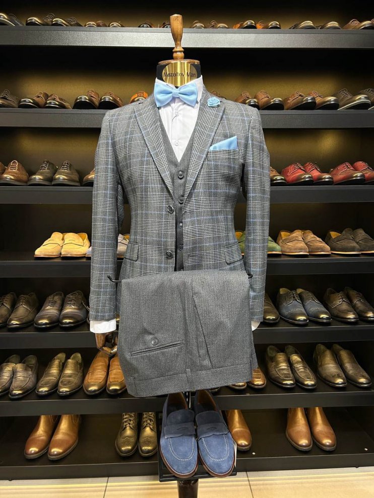 Костюм MAN 3-ка Серый в клетку