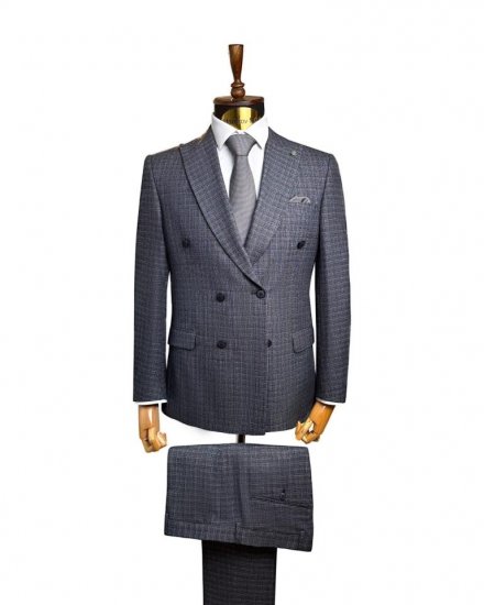 Костюм MAZALTOVMAN 2-ка Двубортный Premium Синий в клетку