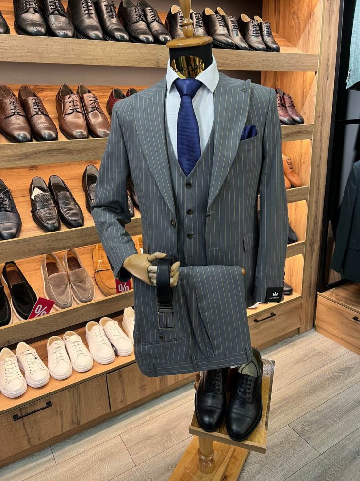 Костюм MAZALTOVMAN 3-ка премиум Серый в полоску