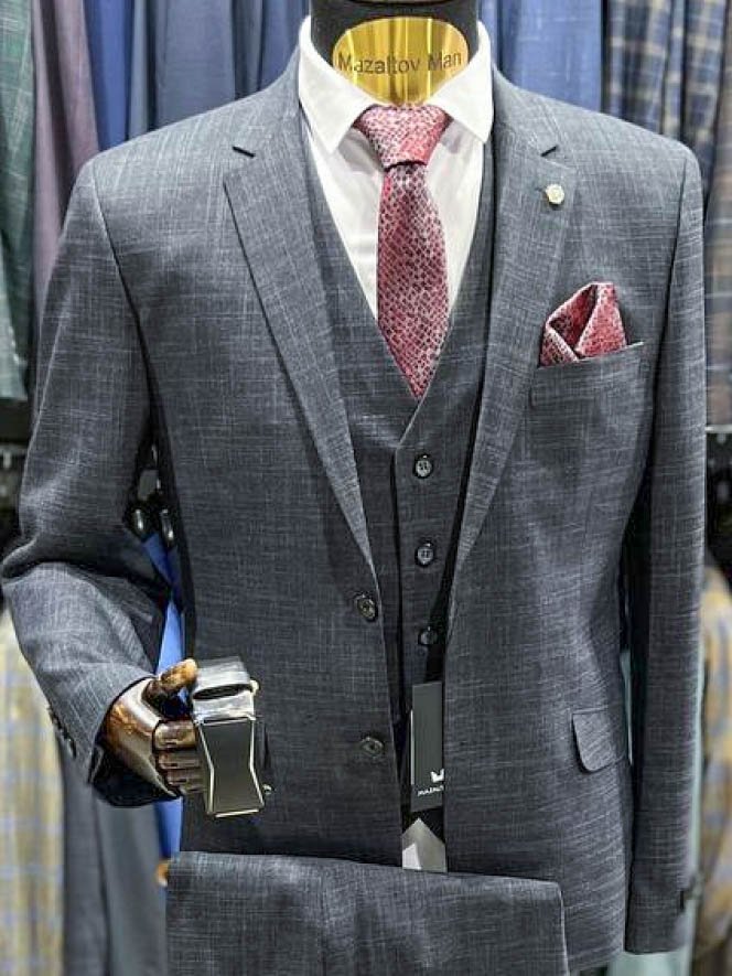 Костюм 3-ка MAZALTOVMAN Серый в микроклетку